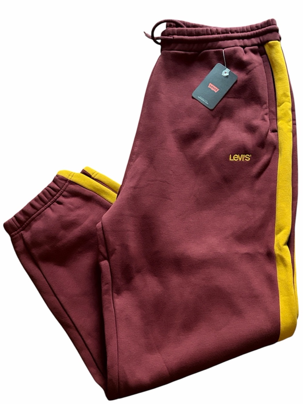 Levi's Men's Jogger Sweatpants Side Strip Maroon and Gold Sz XXL NWT